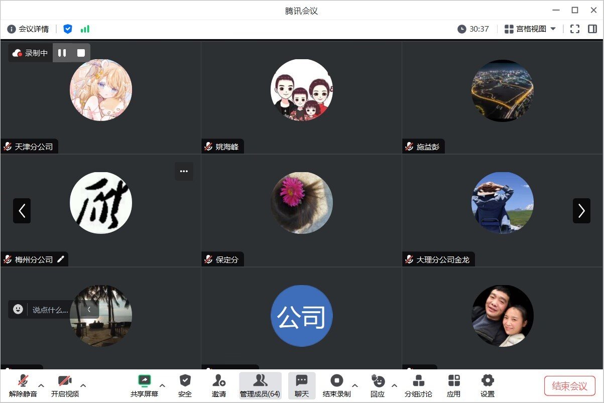 分公司等共 人通过线上会议方式参加了